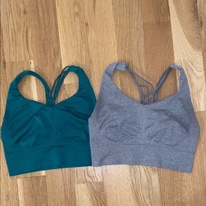 Women's Teal and Gray Strappy Bralette Set